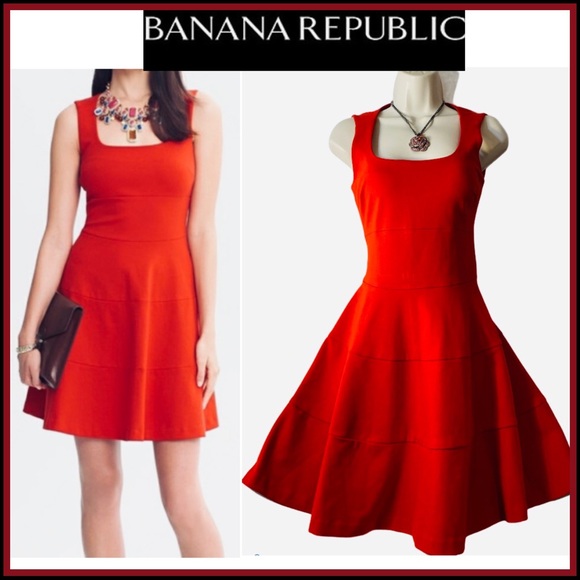 BANANA REPUBLIC PONTE FIT & FLARE TIERED DRESS 0 - Picture 3 of 12